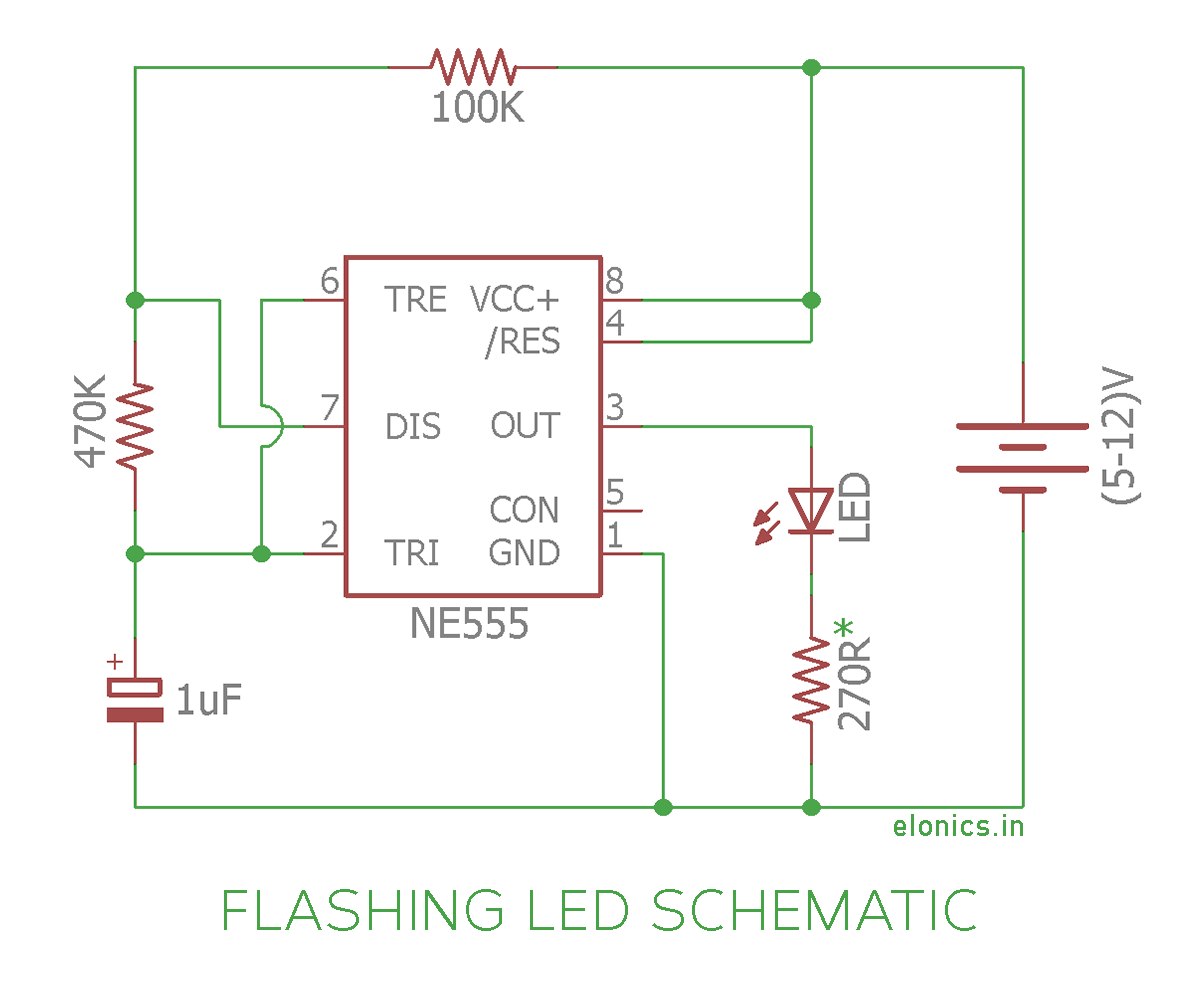 Flashingblinking Led Circuit Using 555 Timer 6385