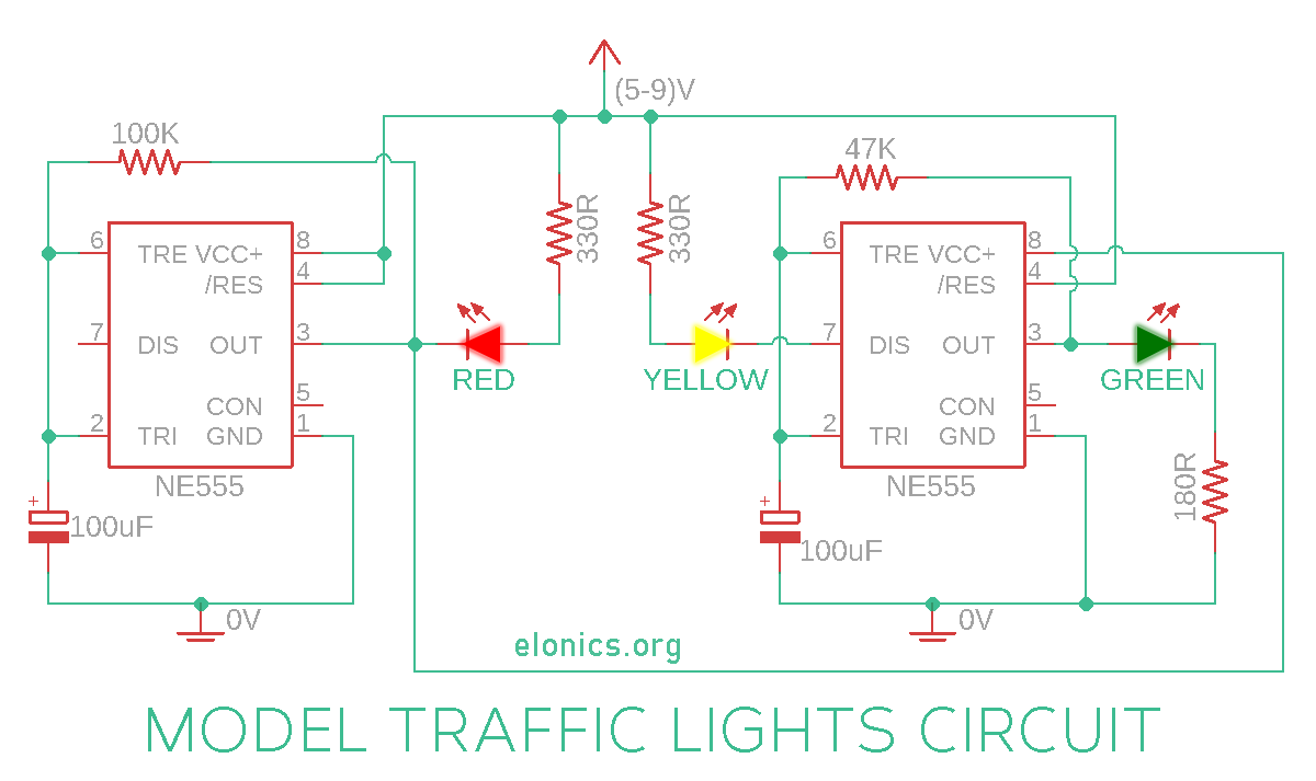 Model Traffic Lights Circuit Using IC